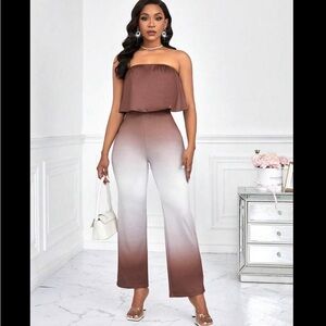 Elegant Strapless Ombre Jumpsuit